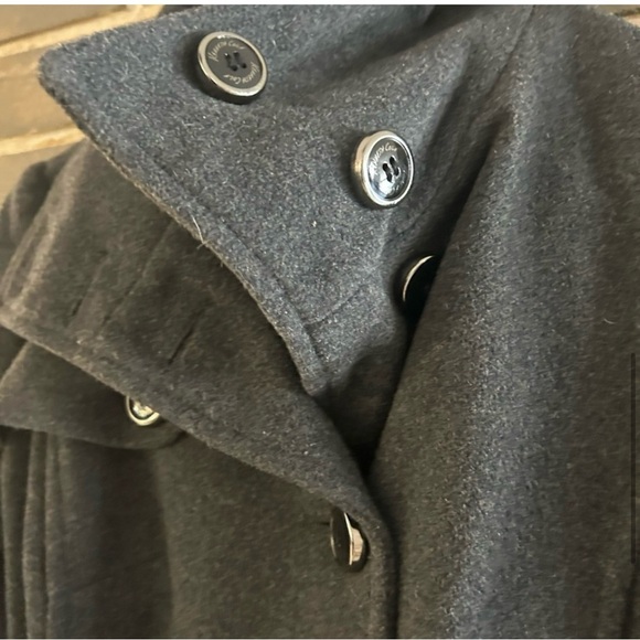 Kenneth Cole Black Wool Blend Coat Wide Collar Belted Waist - Picture 7 of 9